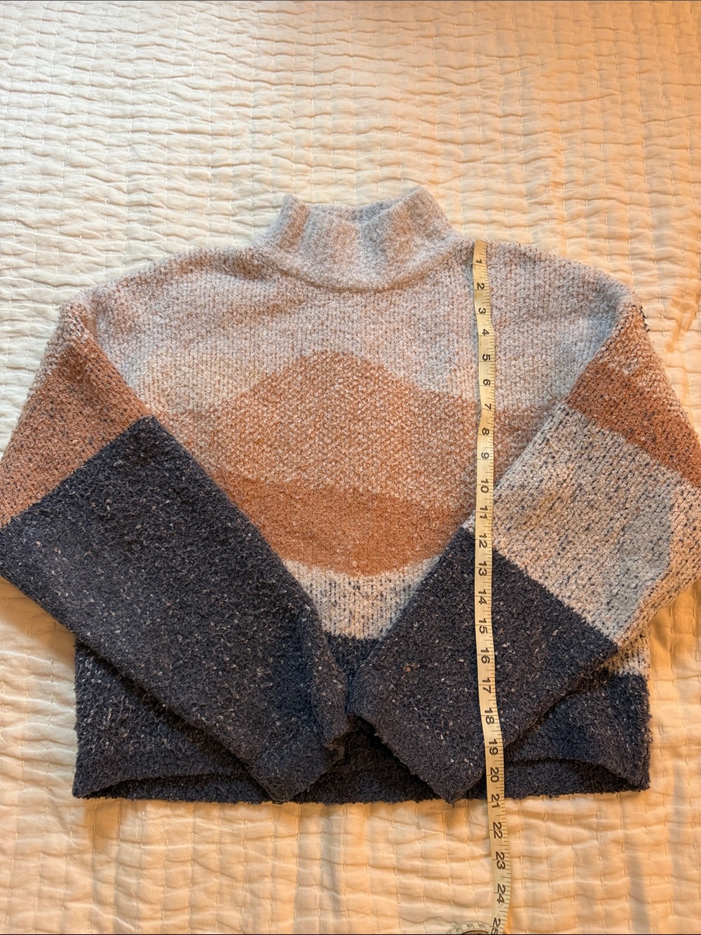 Universal Thread Colorblock Turtleneck Sweater in Navy, Tan & Gray
